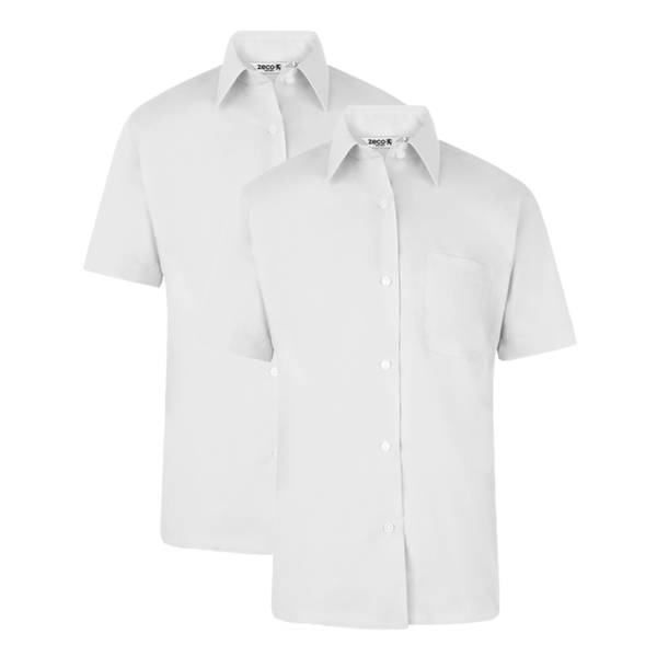 White Short Sleeve Blouse, Twin Pack