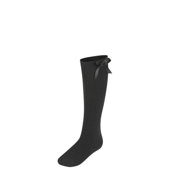 Black Knee-High Socks with Bow Detail