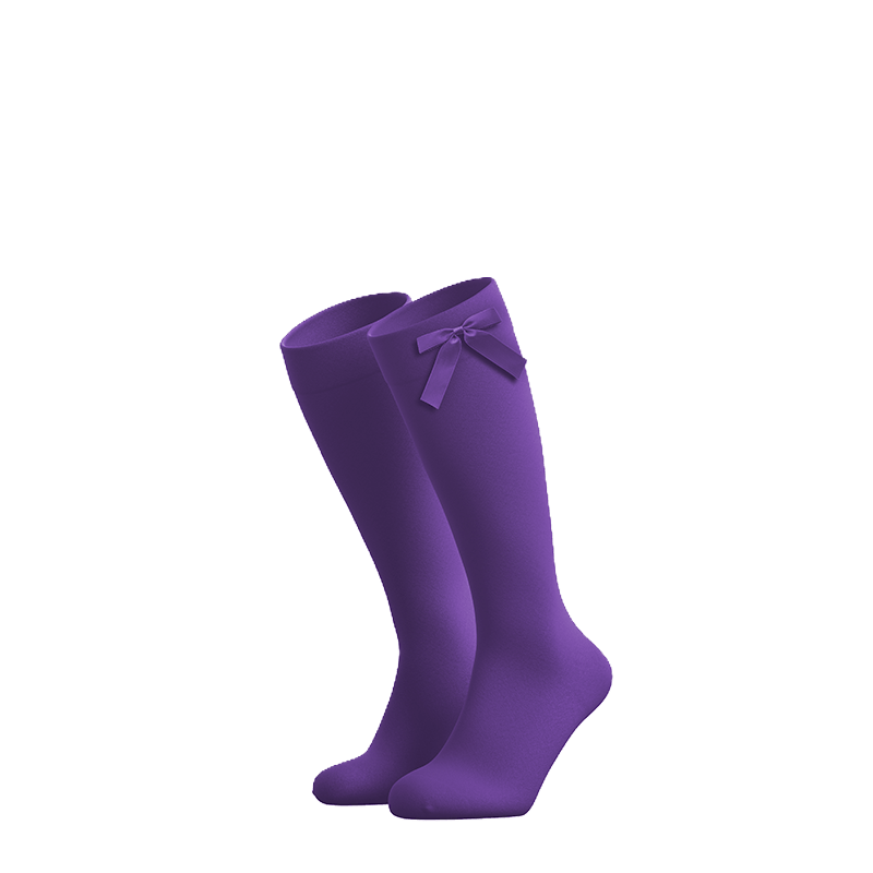 Purple Knee-High Socks with Bow Detail
