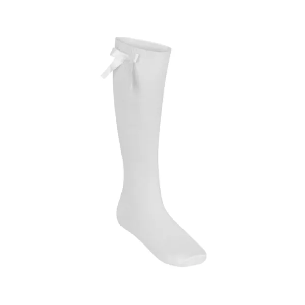 White Knee-High Socks with Bow Detail