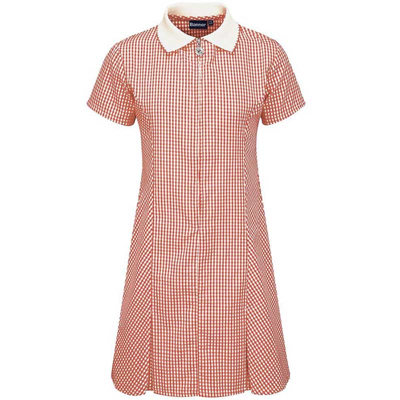 Red Zip-Front Gingham Summer Dress - Juniper Uniform Limited