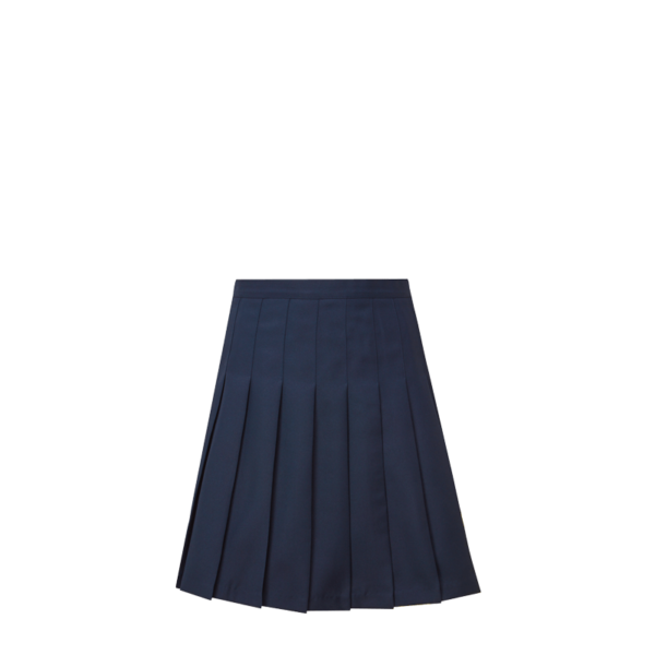 Navy Stitched-Down Pleat Skirt
